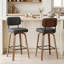 Tabouret de bar pivotant rembourré avec structure en bois courbé au fini noyer-1856883305-1856883306