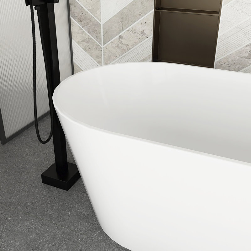 67" White Acrylic Freestanding Bathtub