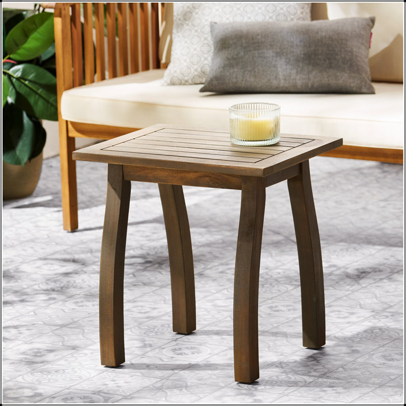 Table d'appoint d'extérieur en bois d'acacia SELMA, élégante et durable pour le patio et la terrasse, pour les boissons et les collations.