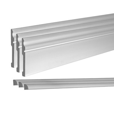Complete Floor Moulding Kit, 5-5/8In High X 1/2In Proj Baseboard, 3/4In H X 3/4In Proj Quarter Round, Both 8Ft Long