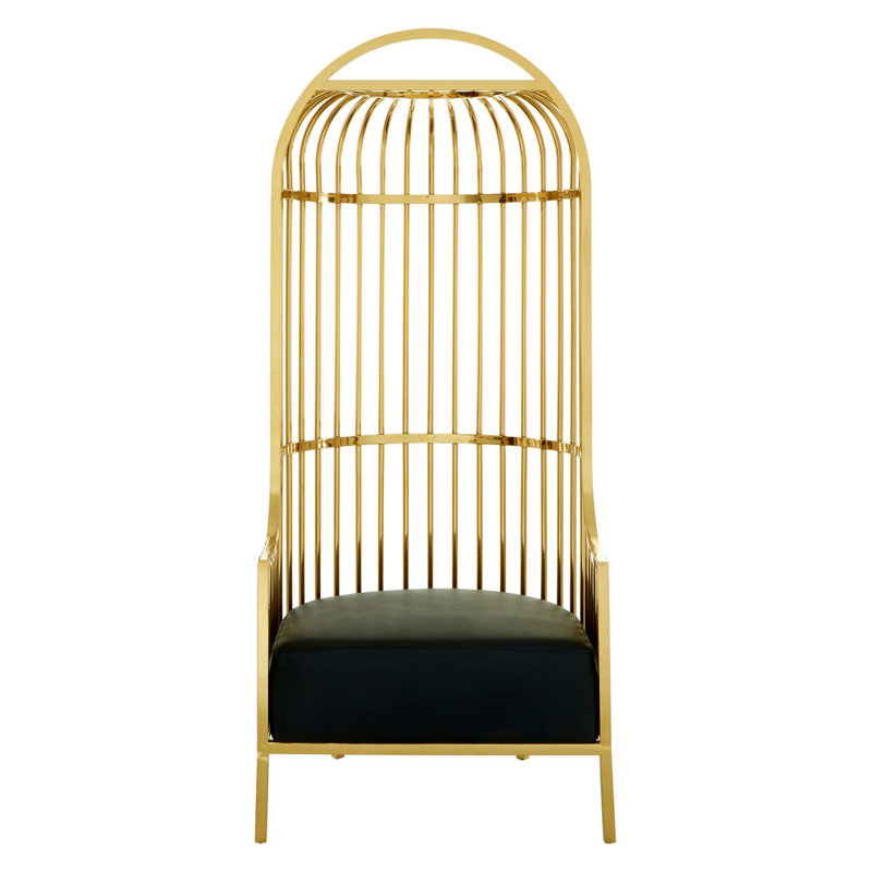 Leather Club Chair, Green Genuine Leather/Gold, Gold