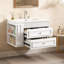Meuble-lavabo mural de 30 po, armoire de rangement flottante avec 2 tiroirs, lavabo simple en céramique à 3 trous, armoire moderne.-1403699675