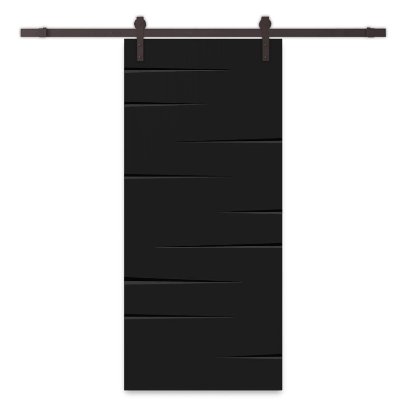 Porte de grange lambrissée en bois manufacturé et en métal peint avec trousse de quincaillerie d'installation, 24 po x 80 po
