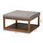 Repose-pieds capitonné Ato avec revêtement en tissu gris et finition brune, H 19,96 po x l 36,29 po x P 36,29 po