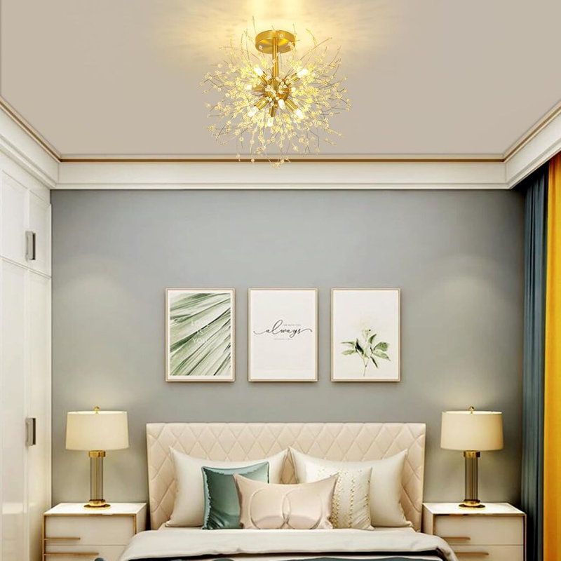 Modern Crystal Chandeliers Ceiling Light, Firework Ceiling Lights, Gold, K9 Crystals Fireworks Pendant Lights