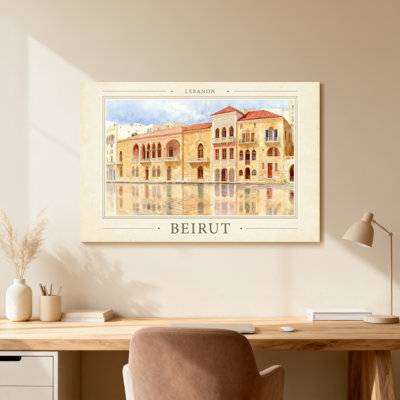 Scenic &Cityscapes Beirut Architecture Reflection Watercolor Art Lebanon Cityscape