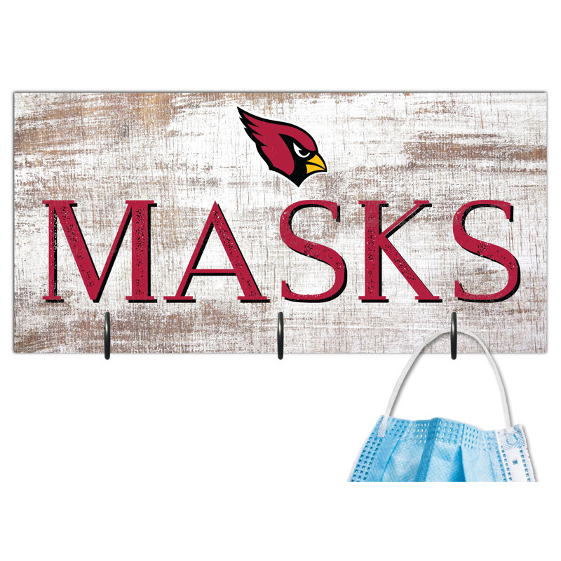 3 - Hook Wall Mounted Coat Rack, Arizona Cardinals