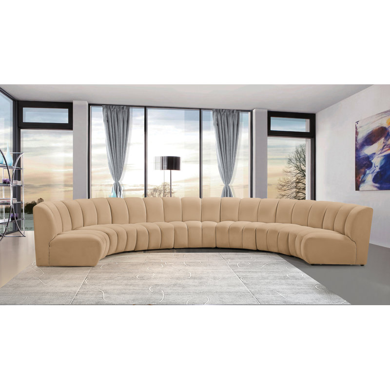 Canapé modulaire en velours Infinity, Velours brun clair, 7 pièces