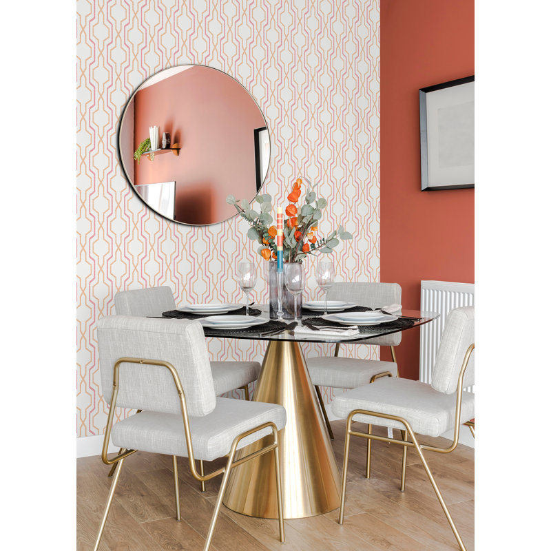 Rouleau de papier peint lisse L 33 pi x l 20,5 po Afan Trellis, Orangé
