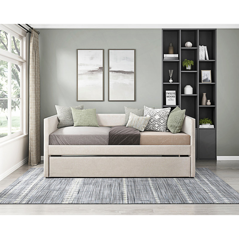 Lit de jour 1pc avec lit gigogne, lit de jour simple, lit de jour, Beige