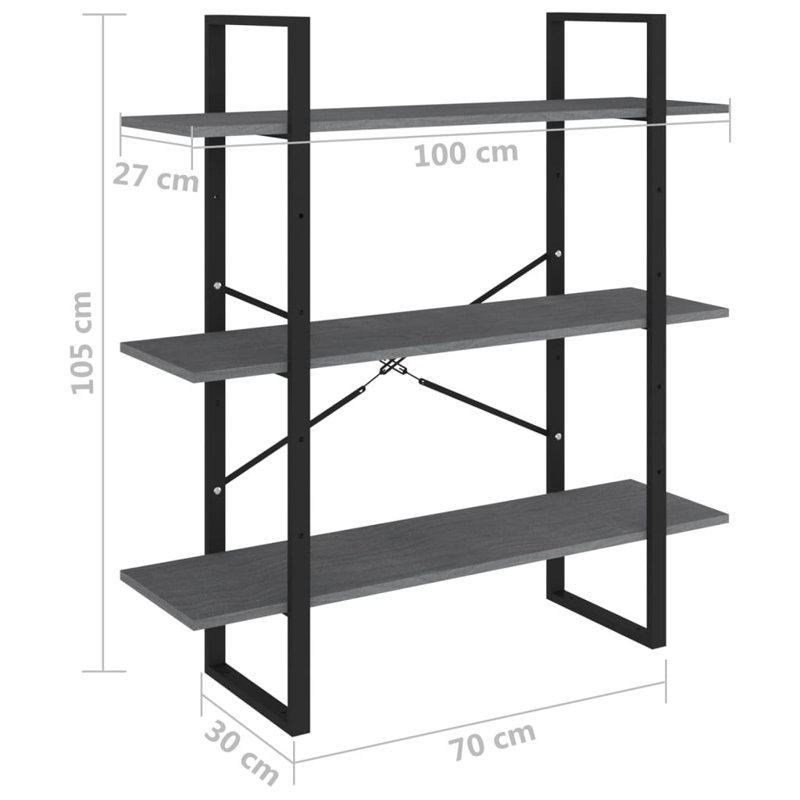 Armoire à livres vidaXL, H 41,3 po x l 39,4 po x P 11,8 po, Gris