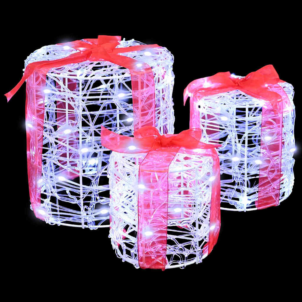 Vidaxl Gift Box Decoration 3 Pcs Cold White 20 X 20 X 21 Cm Acrylic - Image 2