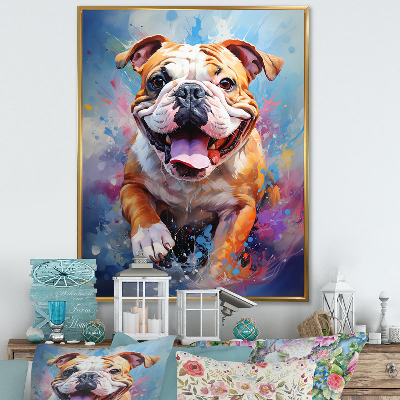 Bulldog Boldness VI sur toile, Cadre flottant doré, H 32 po x l 24 po