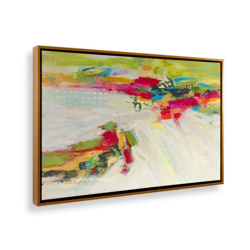 Vue d'ensemble, reproduction d'art sur toile par Janic Janet, «Floater», reproduction encadrée sans passe-par, Doré