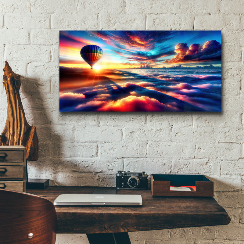  «Flying Free Over The Clouds» par Rey Klimt, art mural en verre acrylique, 24 po x 12 po