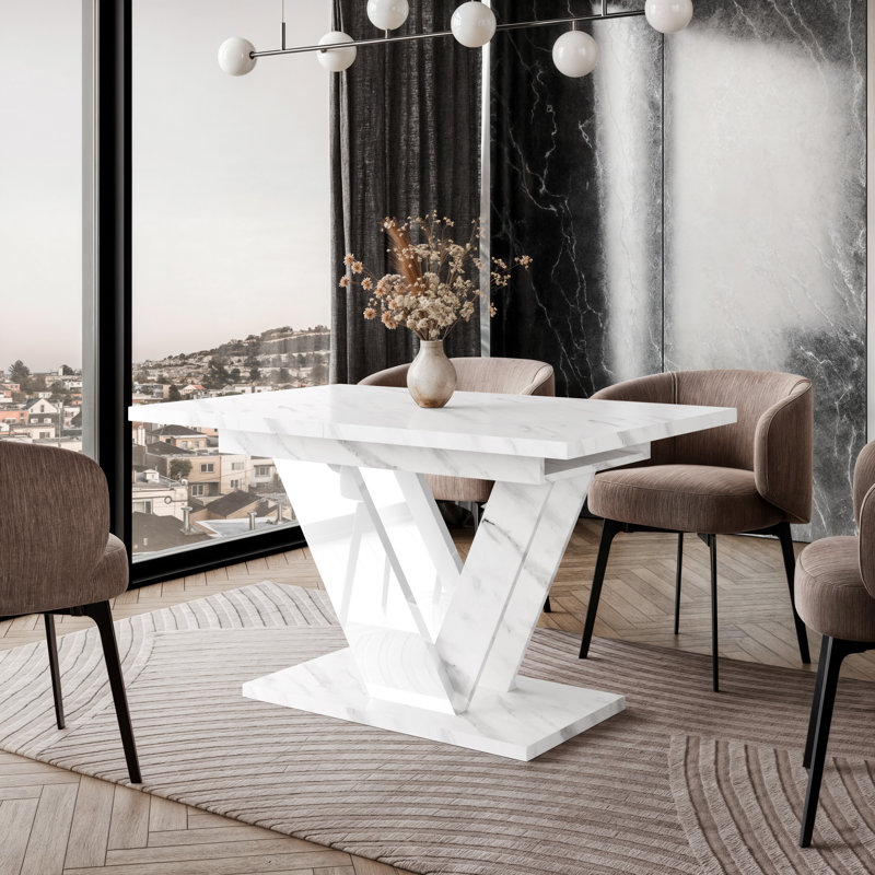 Extendable Dining Table Dubai, Marble White Gloss