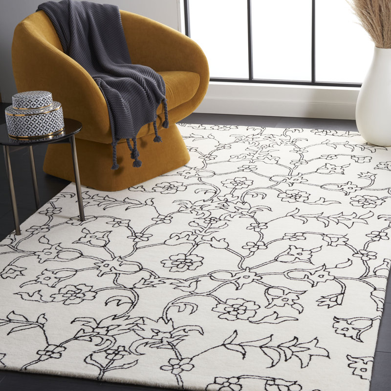 Fifth Avenue Hand Tufted New Zealand Wool Floral Rug, Rectangle 4' x 6'