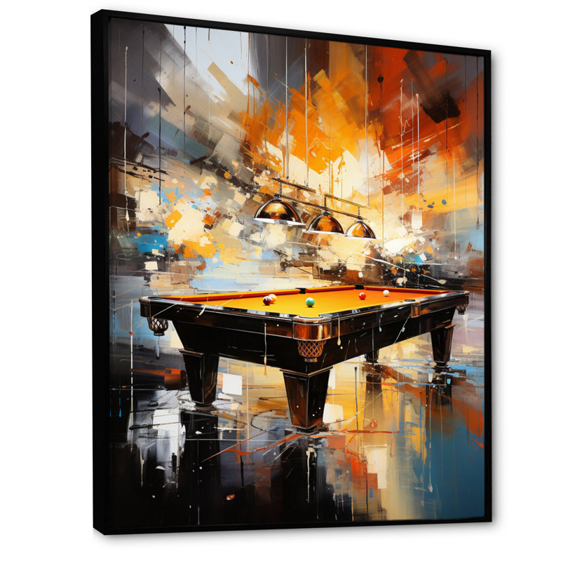 Billard Cueball Symphony An I - Billiards Large, art mural, H 32 po x l 16 po x P 1 po, Cadre flottant noir