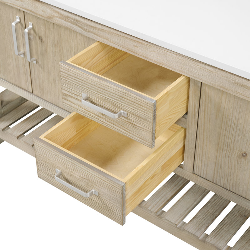 72" Double Bathroom Vanity In Washed Pine