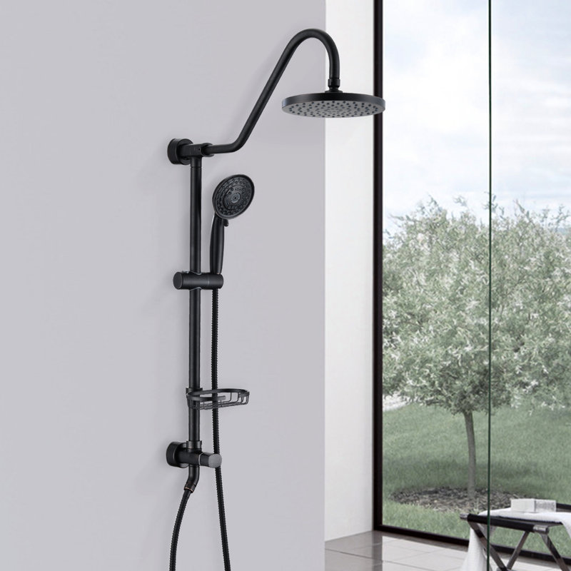 Pomme de douche à effet pluie de 8 po avec douchette à main en acier inoxydable et bronze huilé