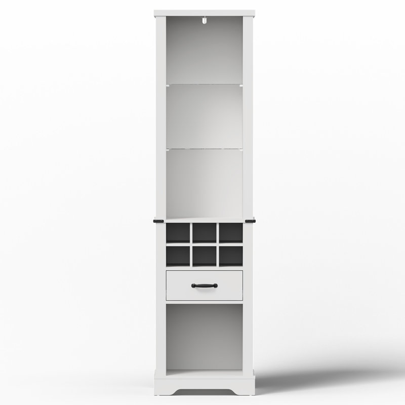 75'' Tall Storage Cabinet with Led Light & Wine Grid