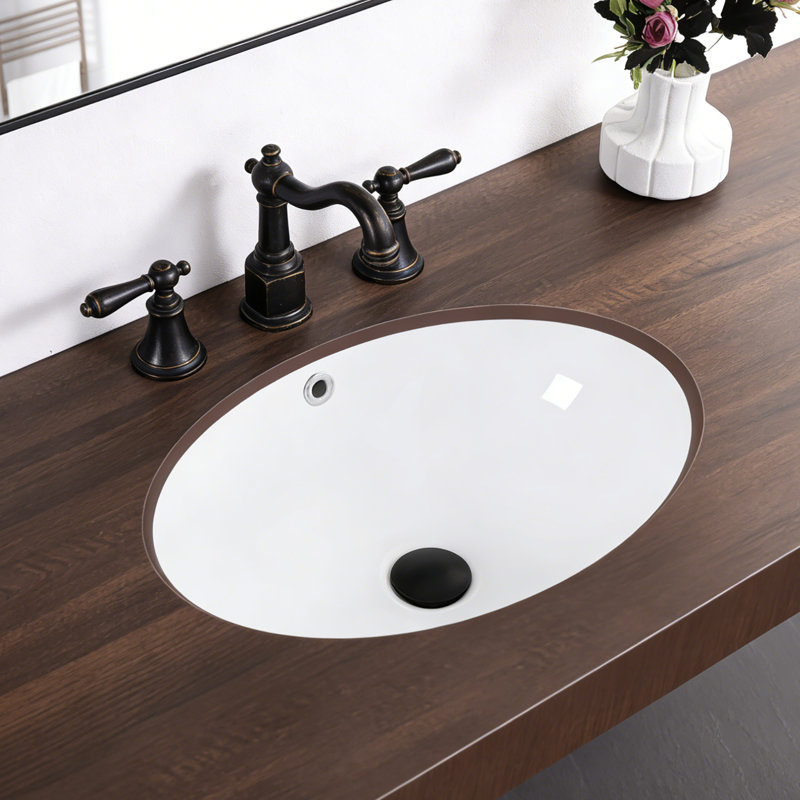 Lavabo de salle de bain ovale encastré en céramique porcelaine KARAMAG