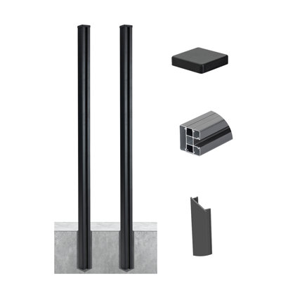 Poteau de clôture en aluminium 7,6 pi H - ensemble de 2 (1,6 pi dans le sol, Groud 6 pi)