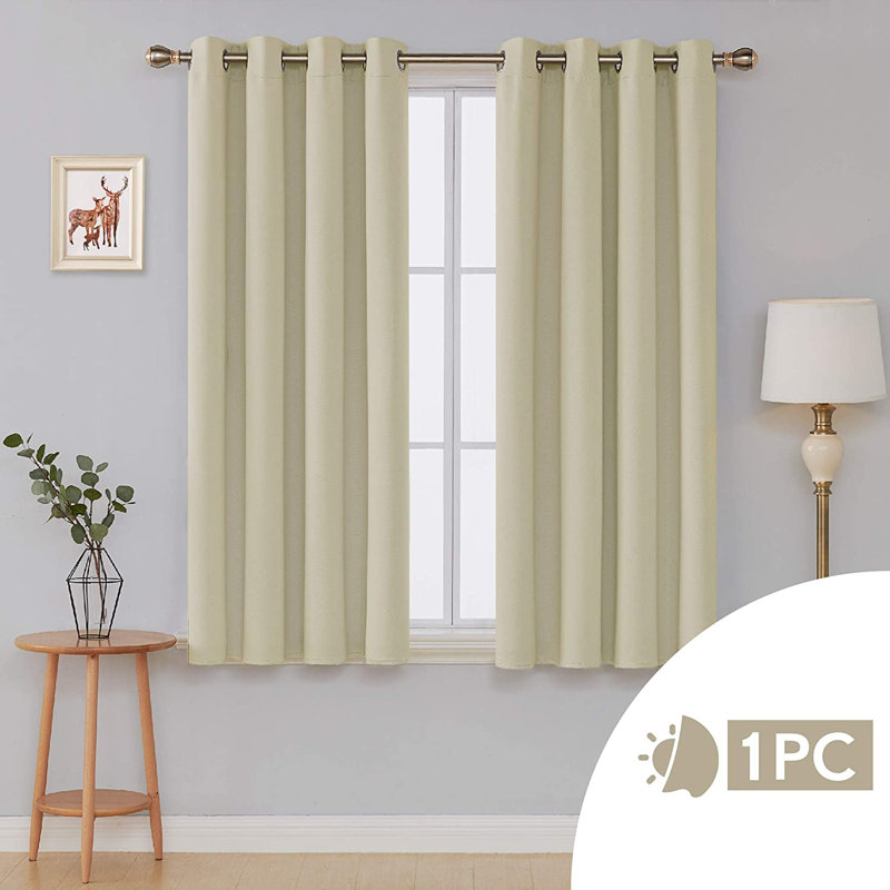 Borunda Room Darkening Curtain Single Panel, Beige, 26" W x 63" L