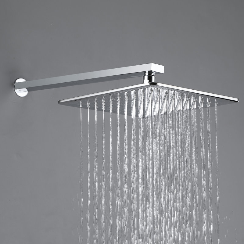 LCD Temperature Display Digital Shower System with 9.8" Rainfall Shower Head and Handheld Spray, Rough-in Valve
