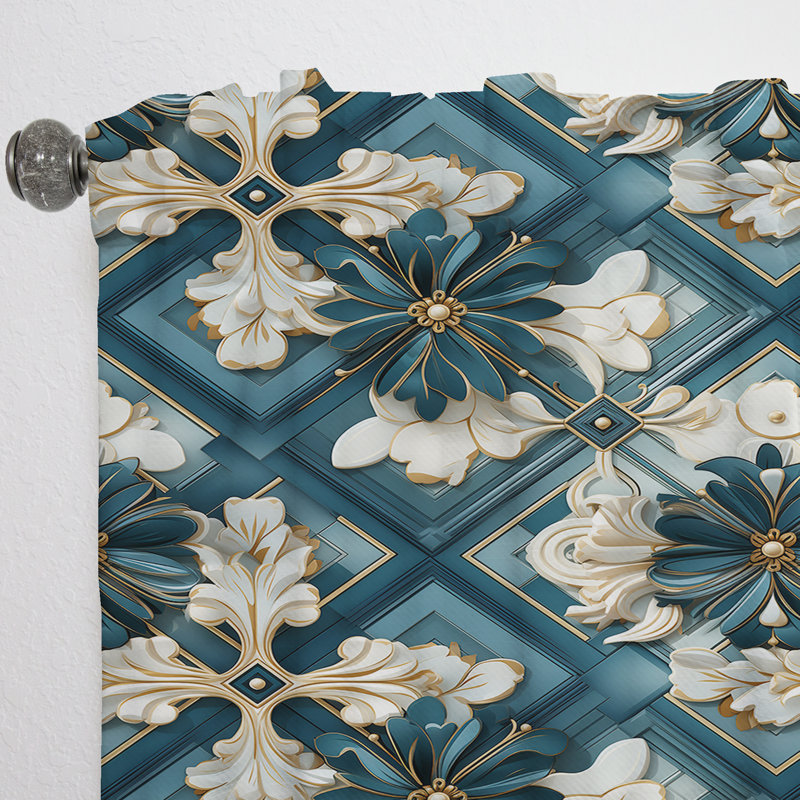 Motif géométrique mosaïque de fleurs - Rideau abstrait - Rideau géométrique obscurcissant - 1 panneau, L 52 po x L 90 po