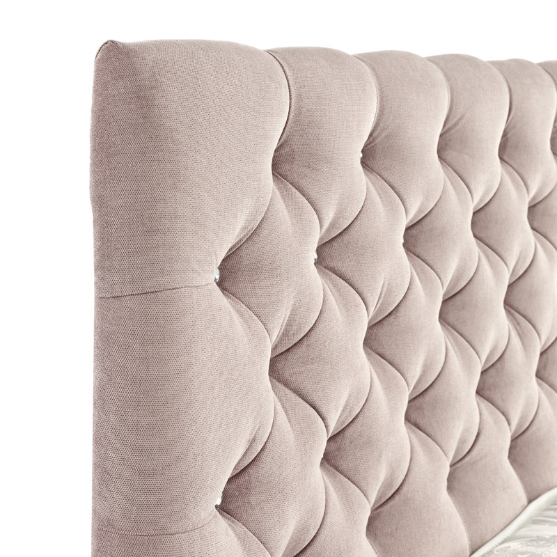 Terrence Upholstered Bed, Double (4'6), Kensington Lilac