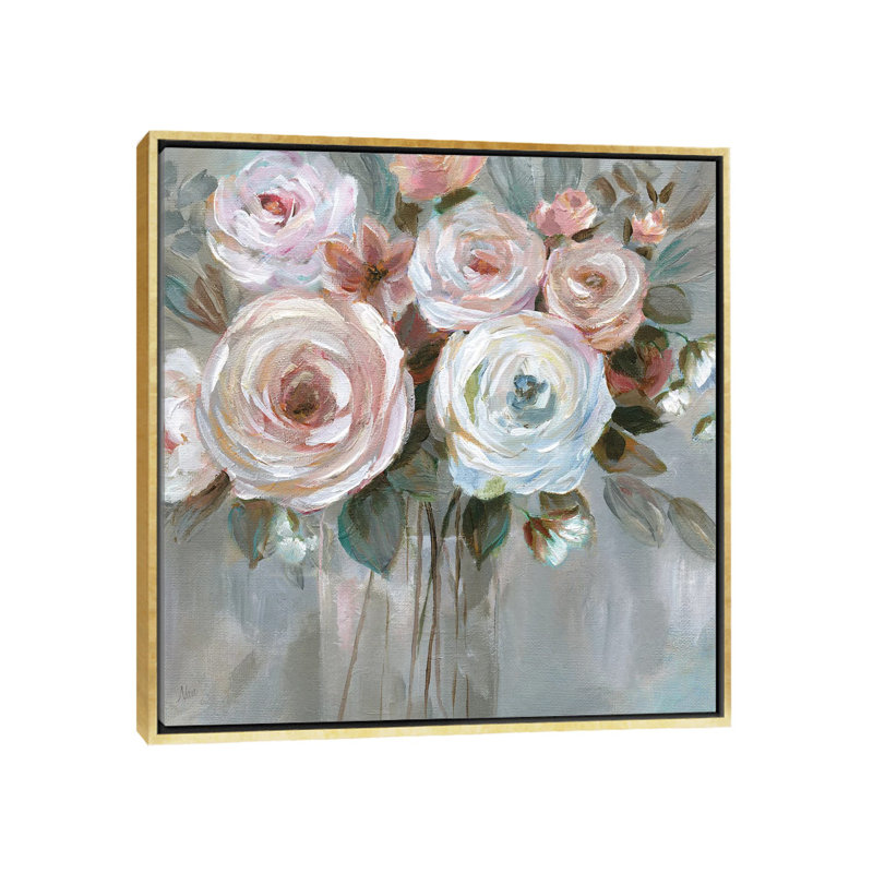 «Bouquet In Blush» par Nan - impression, Encadrement doré, H 37 po x l 37 po x P 1,5 po