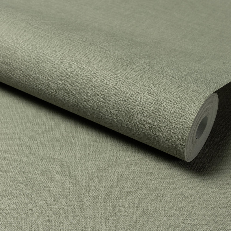 Structured Walls Collection Plain Linen Wallpaper Roll, Dark Grey