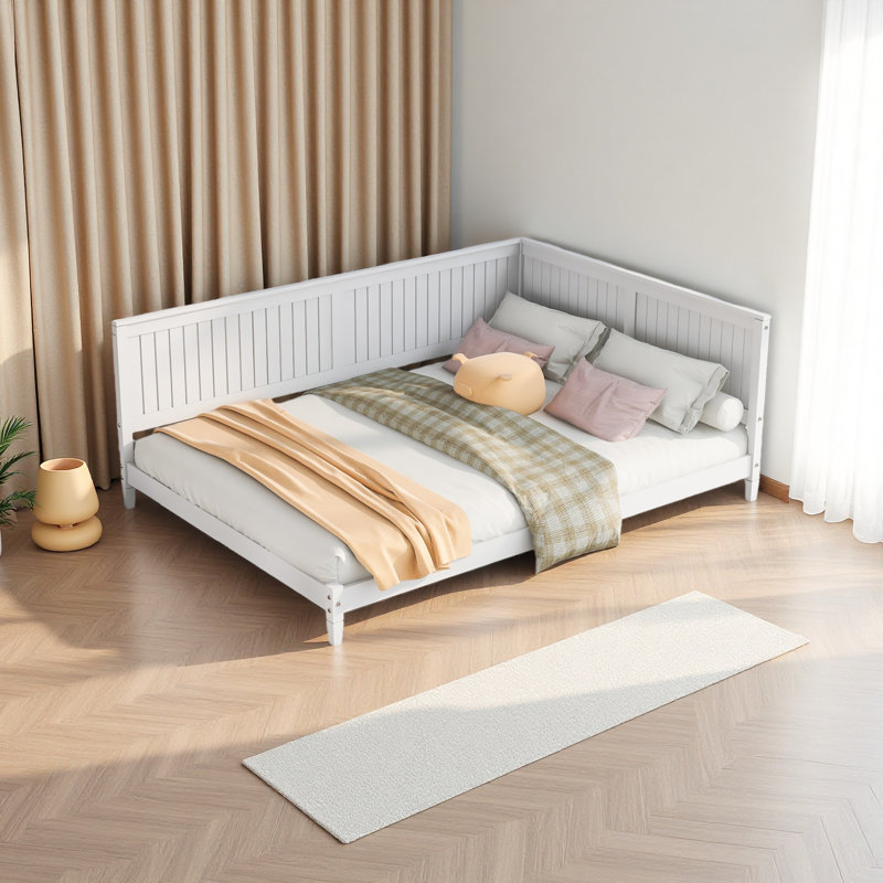 Lit de jour / canapé en bois, Lit double, Blanc