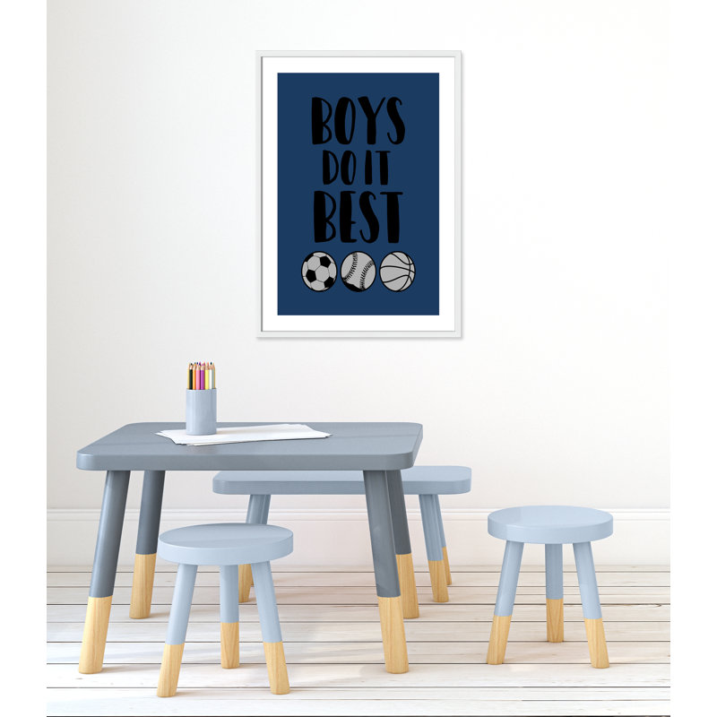 «Boy Do It», art encadré, H 35,5 po x l 25,5 po x P 1,18 po, Cadre blanc