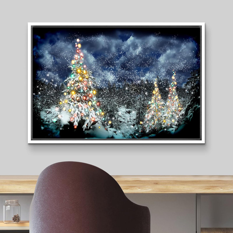 Célébration de Noël, impression, H 24 po x l 36 po, Reproduction avec cadre flottant, Blanc