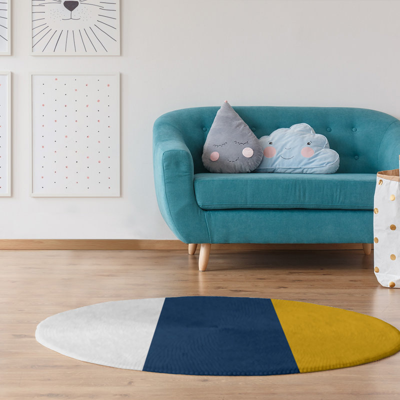 Tapis bleu/bleu, Rond 5 pi