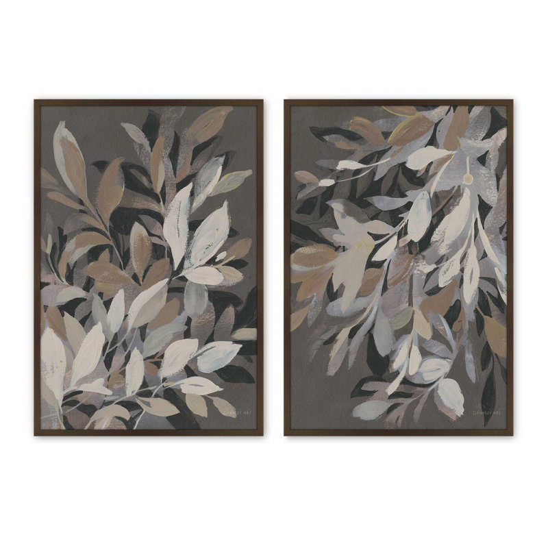 Ensemble de 2 reproductions de pétales de minuit, 16 po x 12 po, Brun Belvinder
