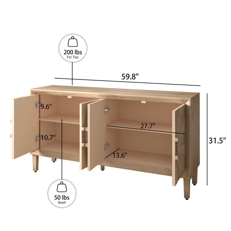 Console 59,82 po, Naturel antique