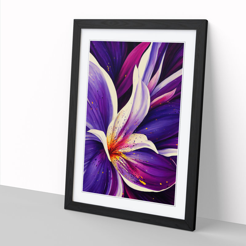 Crestline Iris Flower Paint Splatter Vol.2 1 Piece Wall Art, 46cm H x 34cm W x 2cm D, Walnut
