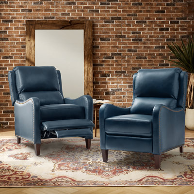 Fauteuil inclinable manuel en cuir véritable de 28,75 po de large Neliyah (ensemble de 2)