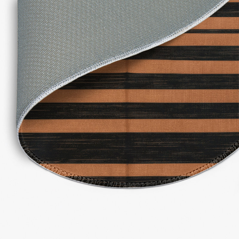 Tapis intérieur / extérieur noir HorizontalStripes, Rond 5 pi