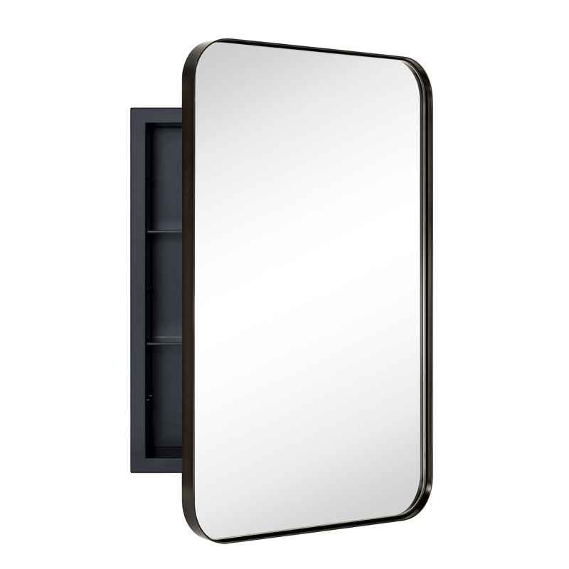 Haslem Recessed Framed Medicine Cabinet with Mirror and Adjustable Shelves, 24" H x 16" W x 4.96" D, Oil Rubbed Bronze