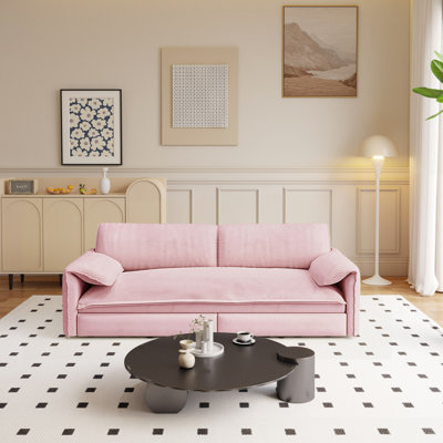 Canapé-lit escamotable, canapé-lit convertible 3-en-1 avec rangement latéral, lit-causeuse multifonctionnel en velours pour salon, chambre à coucher, appartement, bureau