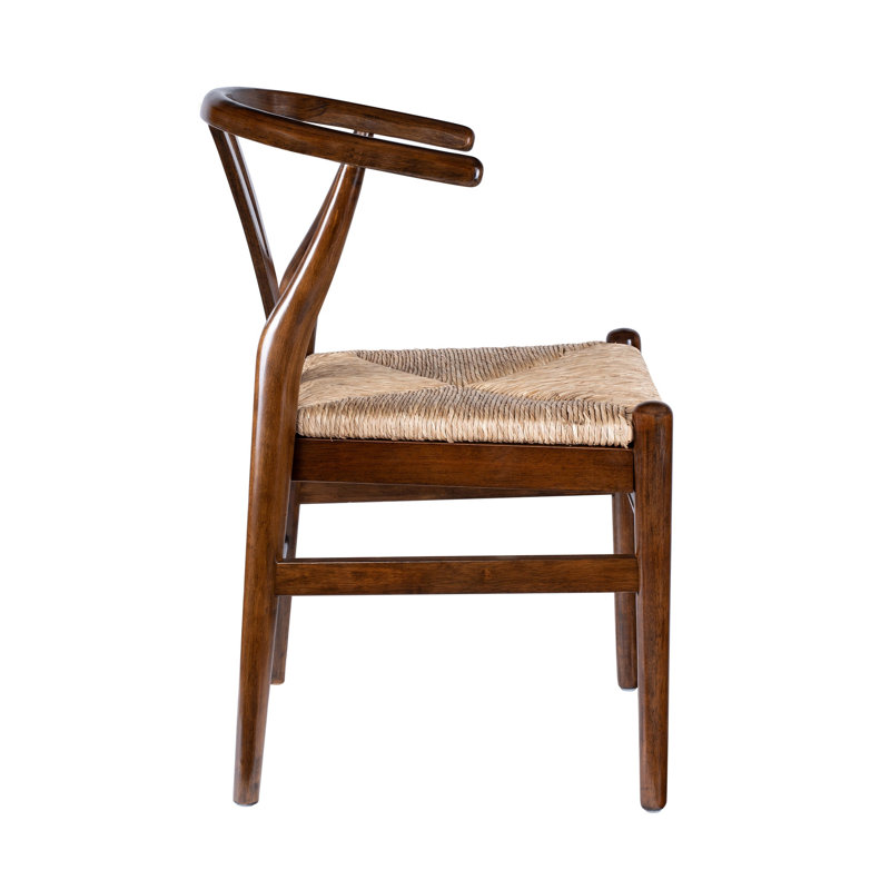 Cera Dining Chair Set Of 2, Handwoven Rope, Wood, Cappuccino Brown/Beige