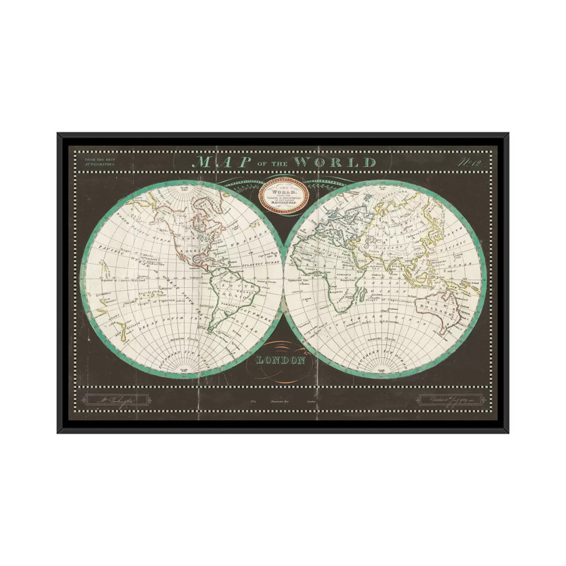 «Torkingtons World Map Slate» par Sue Schlabach, impression sur toile tendue, H 18 po x l 26 po x P 1,5 po
