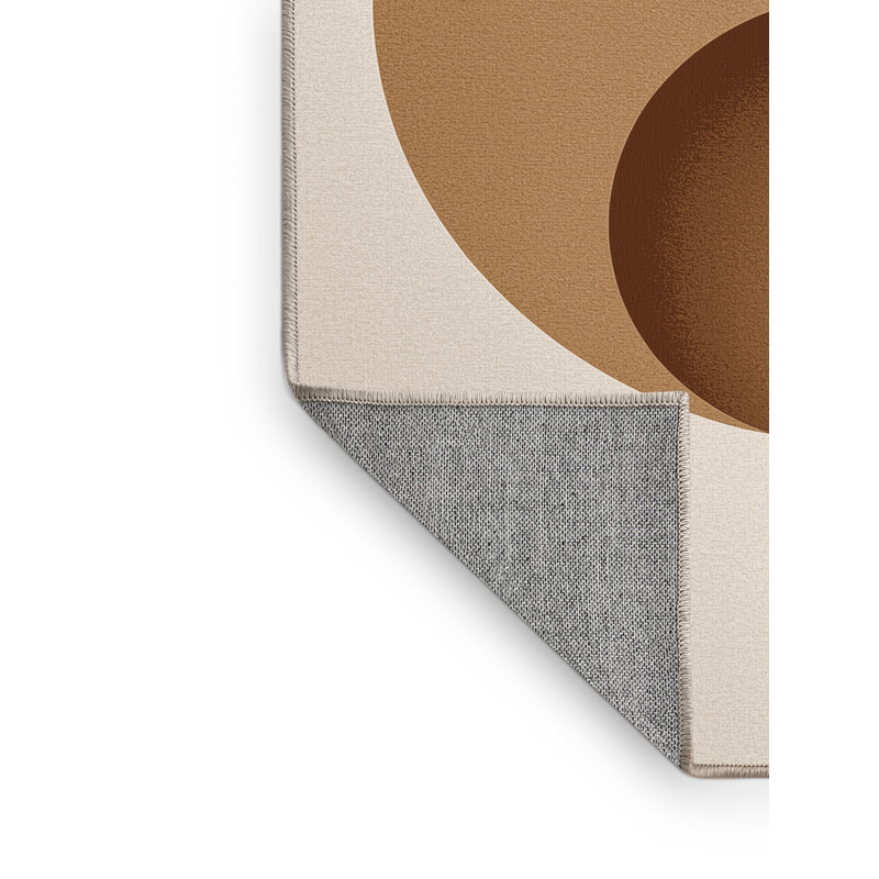 Tapis minimaliste lavable à la machine Parnika Yin Yang Symbole - beige, 2 pi x 3 pi