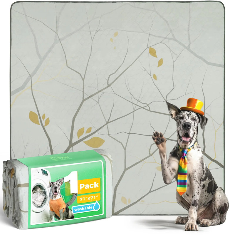Protège-peluche lavable pour chiens, coussins de chiots avec super absorbant, spécialement conçu pour le parc pour animaux de compagnie à 8 panneaux 32 pouces Rollick / HomePlus de 71 po, carré 71 po, branche, 1 paquet