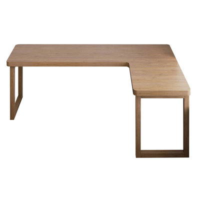 Nut-Brown L-Shaped Solid Wood desk