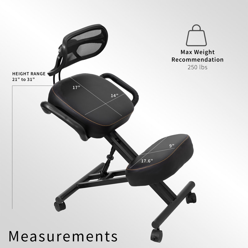 Chaise à genoux avec dossier, Noir